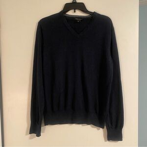 NWOT Banana Republic Silk Cotton Cashmere Sweater Men's M V-Neck NavyBlue Academ